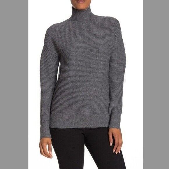 Theory‎ Sweater Womens Smalll S Noble Gray Ribbed Mock Neck Wool Blend Pullover - Picture 1 of 10